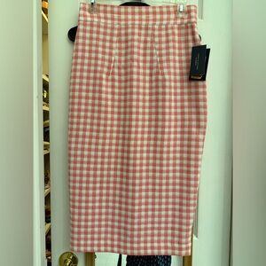 Tommy Hilfiger Pink Checkered Gingham Midi Pencil Skirt NWT